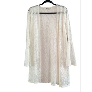 Wallflower White Lace Long Bell Shape Sleeve Swim Coverup Size XL